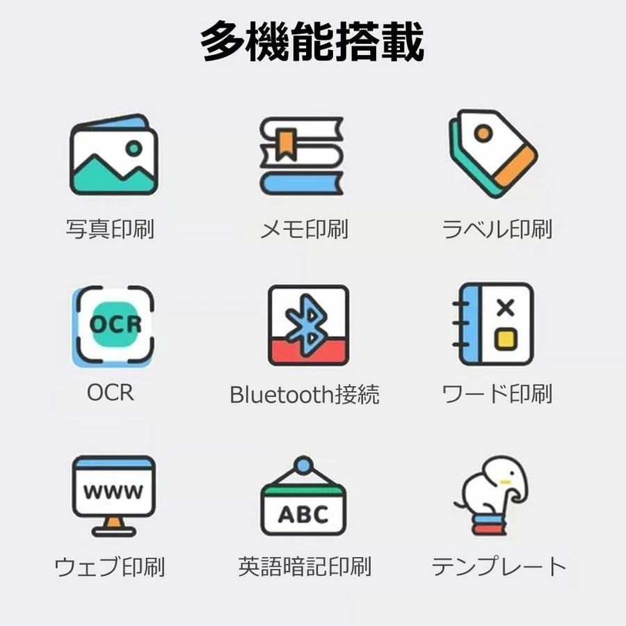 サーマルプリンター ラベルプリンター Bluetooth接続 感熱印刷 インクなし USB充電式 スマホ対応 コードレス ミニ ハンディープリンター 課題エラープリンター モバイルプリンター iPhone/Android対応 写真 ラベル印刷 整理収納 多国言語対応
