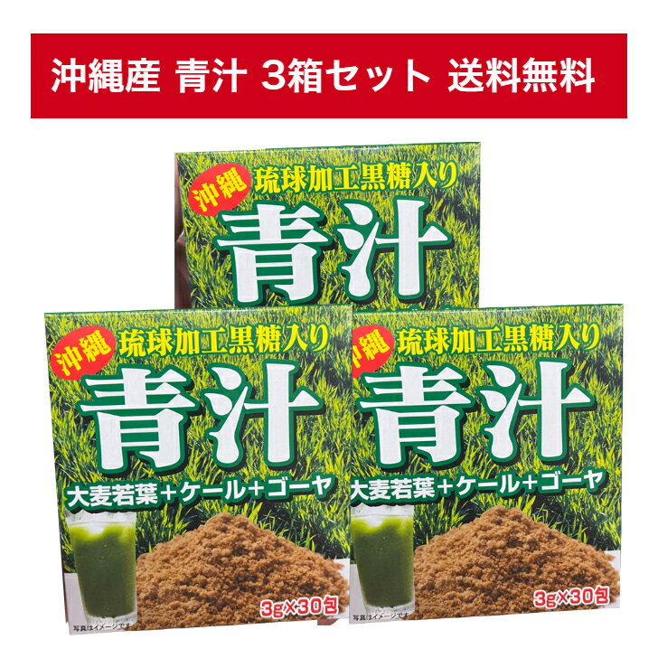 楽天沖縄土産・特産品アンテナショップ【送料無料】 琉球加工黒糖入り青汁 3g×30包 3箱セット 大麦若葉 ケール ゴーヤー 沖縄土産 お菓子 送料込み（無料） 沖縄県産 国産 人気 お手軽 OKINAWA お取り寄せ ギフト グルメ ご当地 食材 お中元 お歳暮 母の日 父の日 おうち時間