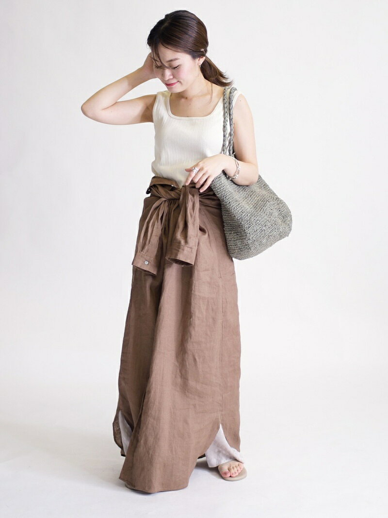 [Rakuten Fashion]【SALE／40%OFF】サフィランリネンワンピース SHIPS WOMEN シップス ワンピース シャツワンピース ブラウン ブルー【RBA_E】【送料無料】