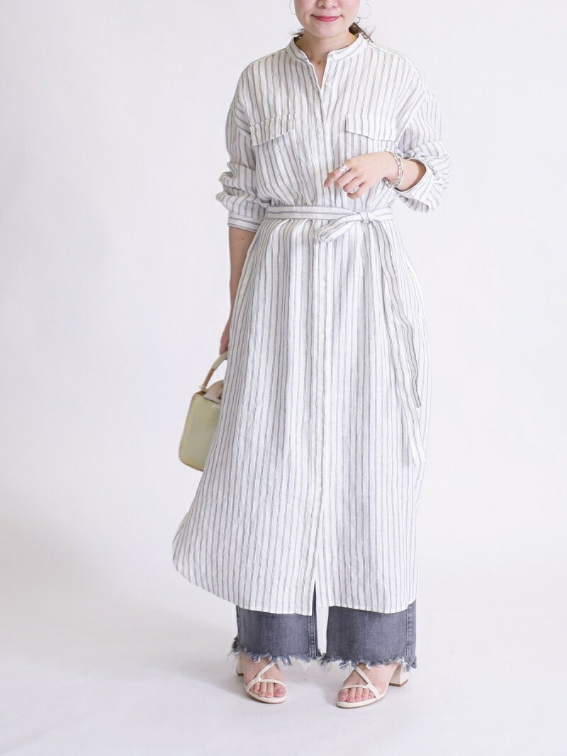 [Rakuten Fashion]【SALE／40%OFF】サフィランリネンワンピース SHIPS WOMEN シップス ワンピース シャツワンピース ブラウン ブルー【RBA_E】【送料無料】