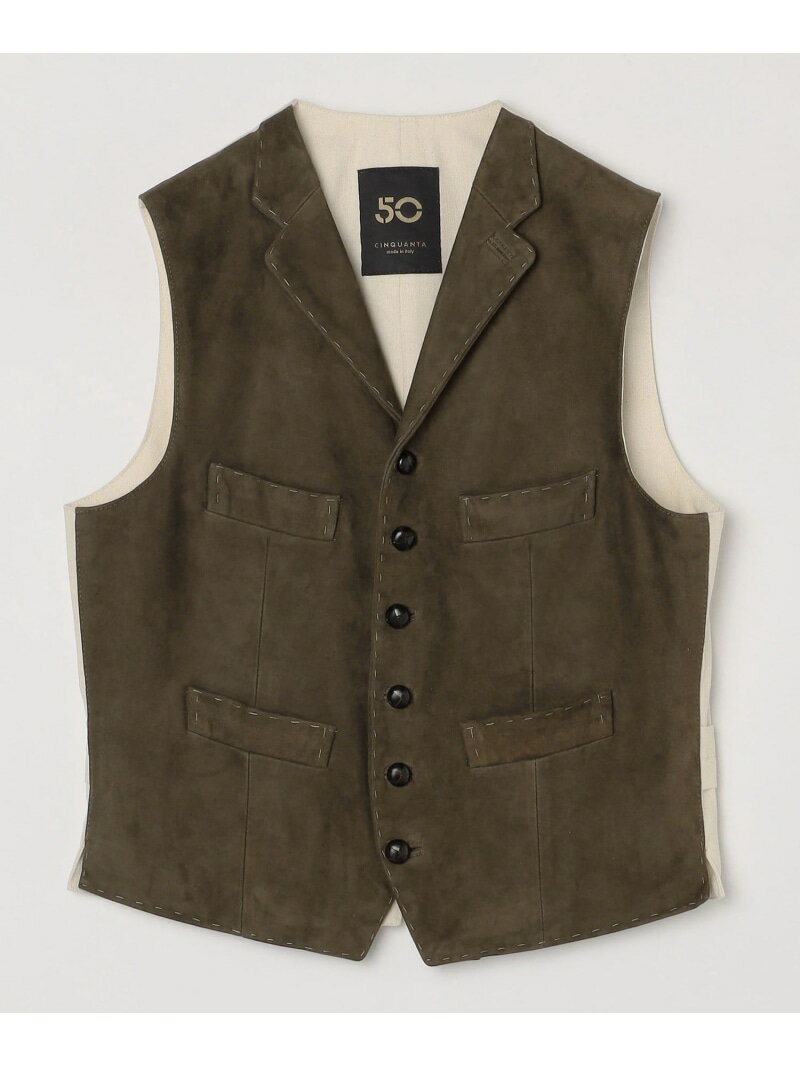 【SALE／60%OFF】【SHIPS別注】CINQUANTA: スウェード ラペル ベスト SHIPS シップス トップス ベスト・ジレ ブラウン グリーン【RBA_E】【送料無料】[Rakuten Fashion]