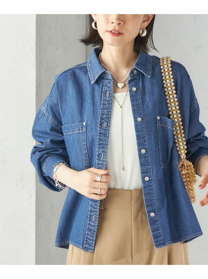 ＜洗濯機可能＞ライトオンス デニム ショート シャツ SHIPS WOMEN シップス トップ...