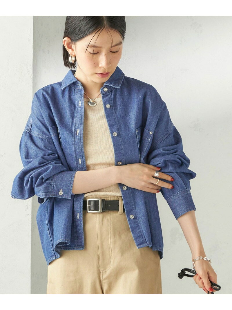 ＜洗濯機可能＞ライトオンス デニム ショート シャツ SHIPS WOMEN シップス トップ...
