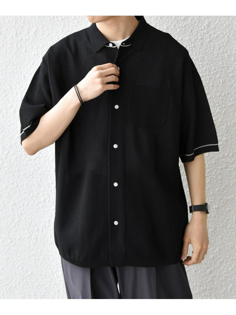 Rakuten - SHIPS any:＜手洗い可能＞TEXBRID(R) ドライタッチ サマー ニット シャツ◇ SHIPS any シップス トップス シャツ・ブラウス ブラック グリーン ネイビー【送料無料】[Rakuten Fashion]