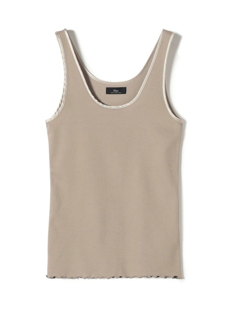 SHIPS Primary Navy Label:サテン パイピング リブ タンクトップ SHIPS WOMEN シップス トップス ノースリーブ・タンクトップ ベージュ ホワイト ブラック【送料無料】[Rakuten Fashion]