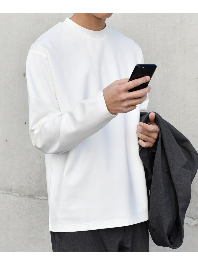 SHIPS any: デザイン リブ ハイゲージ ポンチ クルーネック Tシャツ (ロンT)◆ SHIPS any シップス トップス カットソー・Tシャツ ネイビー グレー ホワイト ベージュ【先行予約】*【送料無料】[Rakuten Fashion]