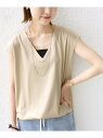 <手洗い可能>スムース Vネック フレンチ スリーブ SHIPS WOMEN シップス トップス ノースリーブ・タンクトップ ベージュ ネイビー【送料無料】[R...