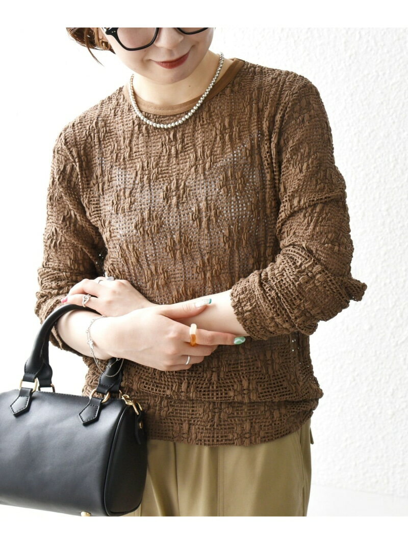 【SALE／10%OFF】SHIPS any:＜手洗い可能＞フラワー メッシュ クルーネック プルオーバー SHIPS any シップス トップス カットソー・Tシャツ ブラック ブラウン ホワイト【RBA_E】【送料無料】[Rakuten Fashion]のサムネイル