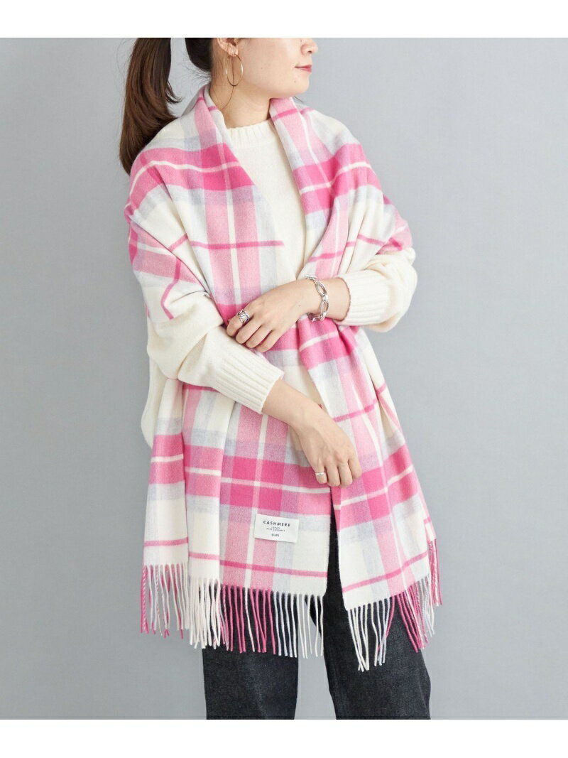 【SALE／50%OFF】チェック カシミヤ ストール 22FW pink SHIPS WOMEN シップス ファッション雑貨 マフラー・ストール・ネックウォーマー ピンク【RBA_E】【送料無料】[Rakuten Fashion]