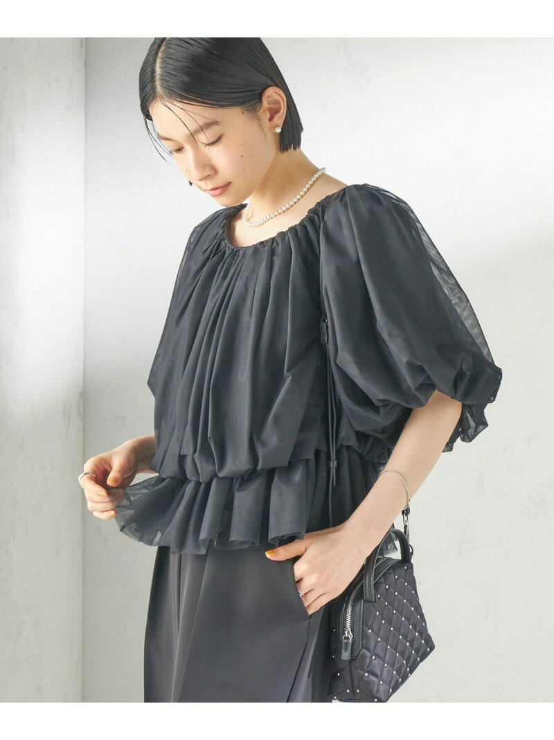 Rakuten - troisiemeCHACO:＜手洗い可能＞チュール ブラウス SHIPS WOMEN シップス トップス シャツ・ブラウス ブラック ピンク ホワイト【送料無料】[Rakuten Fashion]