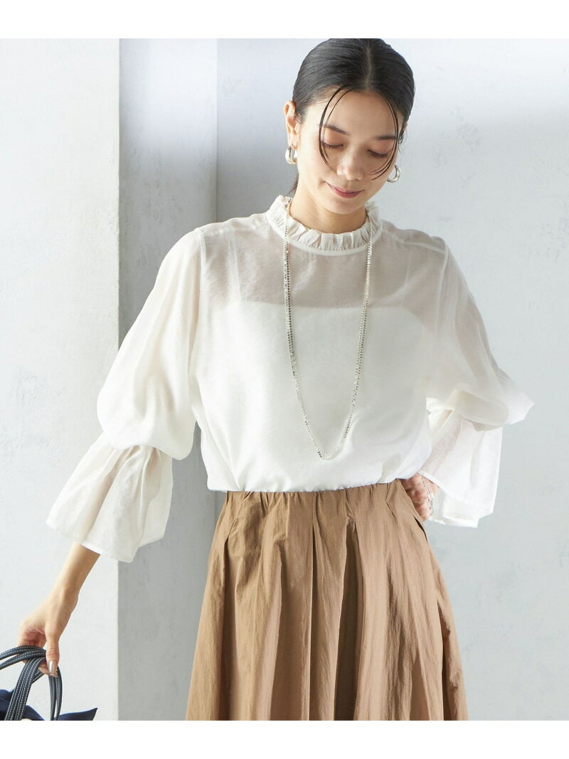 【SALE／40%OFF】＜手洗い可能＞シルク混 シャイニー フリル スリーブ ブラウス SHIPS WOMEN シップス トップス シャツ・ブラウス ベージュ ブラック ホワイト【RBA_E】【送料無料】[Rakuten Fashion]