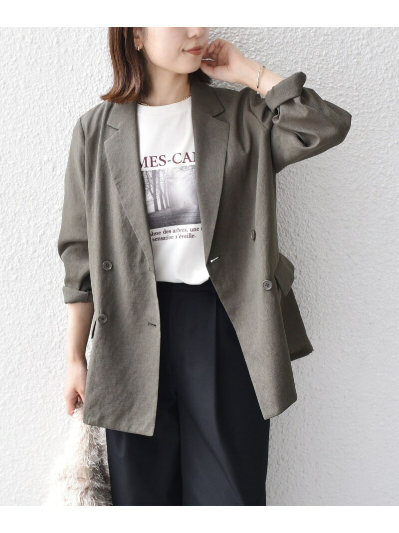 SHIPS Colors:＜手洗い可能＞シアー リネンライク ダブルジャケット◇ SHIPS Colors シップス ジャケット・アウター テーラードジャケット・ブレザー ブラック ブラウン グレー ネイビー ベージュ【送料無料】[Rakuten Fashion]のサムネイル