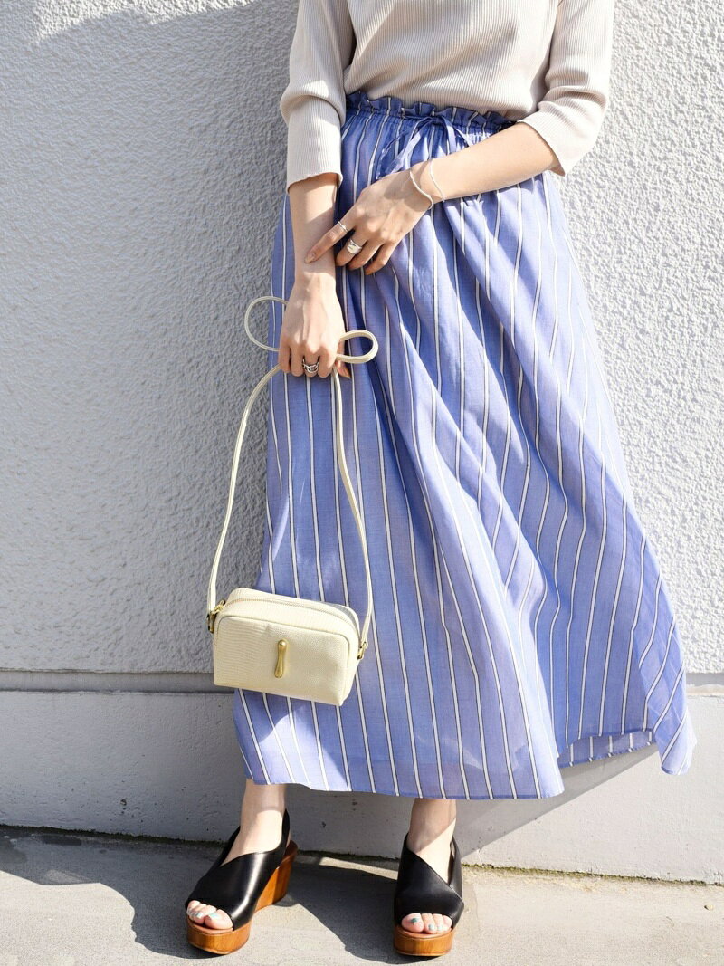 【SALE／30%OFF】コットンシルクストライプスカート◇ SHIPS WOMEN シップス スカート ロング・マキシスカート グリーン ブルー ブラック【RBA_E】【送料無料】[Rakuten Fashion]