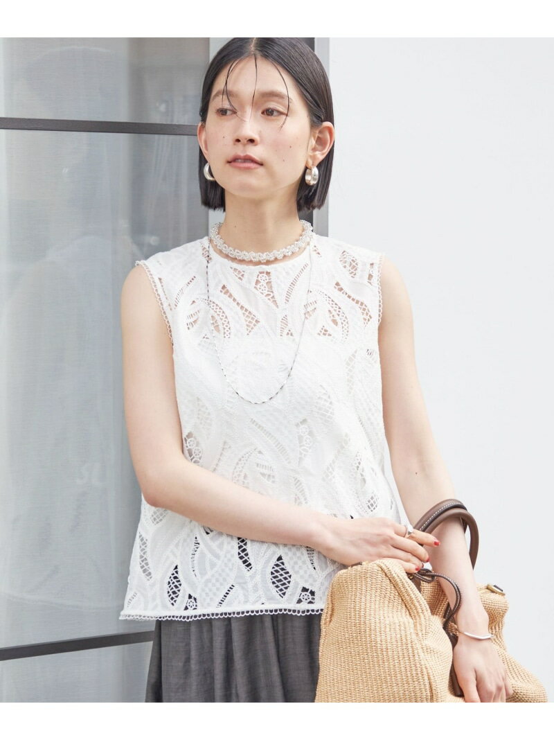 Rakuten - ＜手洗い可能＞刺繍 レース ノースリーブ プルオーバー SHIPS WOMEN シップス トップス その他のトップス ホワイト ブラック【送料無料】[Rakuten Fashion]