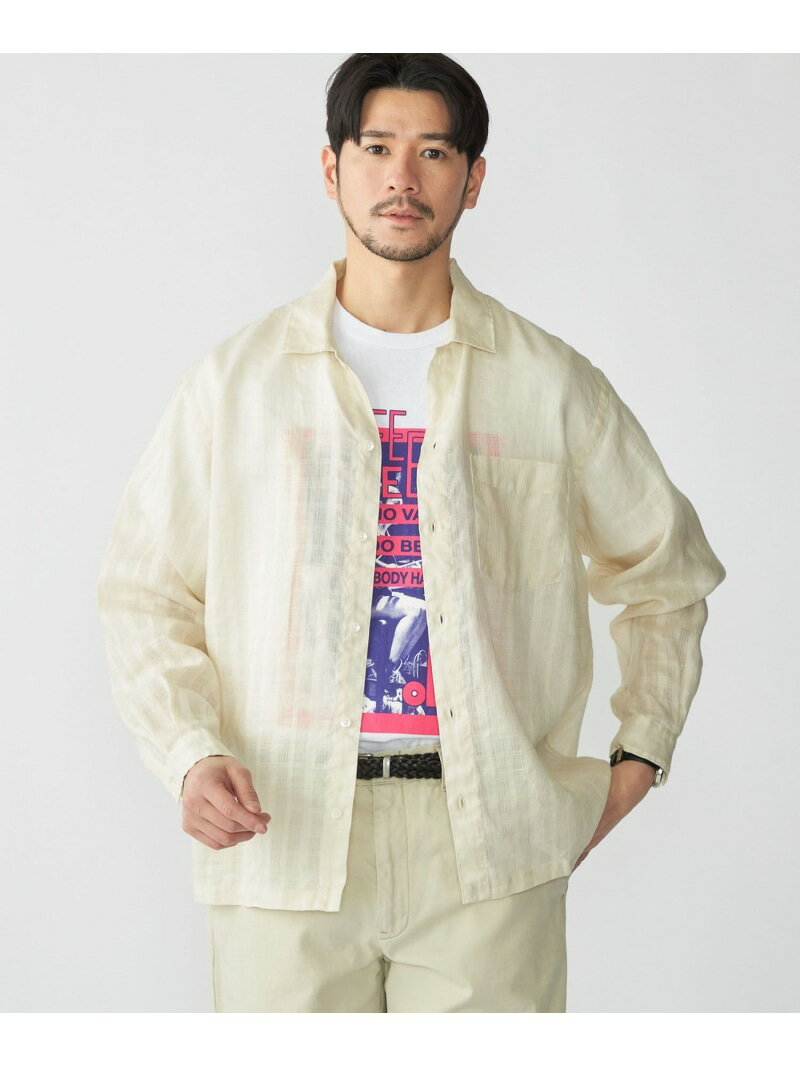 樂天商城 - 【SALE／40%OFF】SHIPS: ラミー ドビー ウィークエンド ロングスリーブ シャツ SHIPS MEN シップス トップス シャツ・ブラウス ベージュ ネイビー【RBA_E】【送料無料】[Rakuten Fashion]