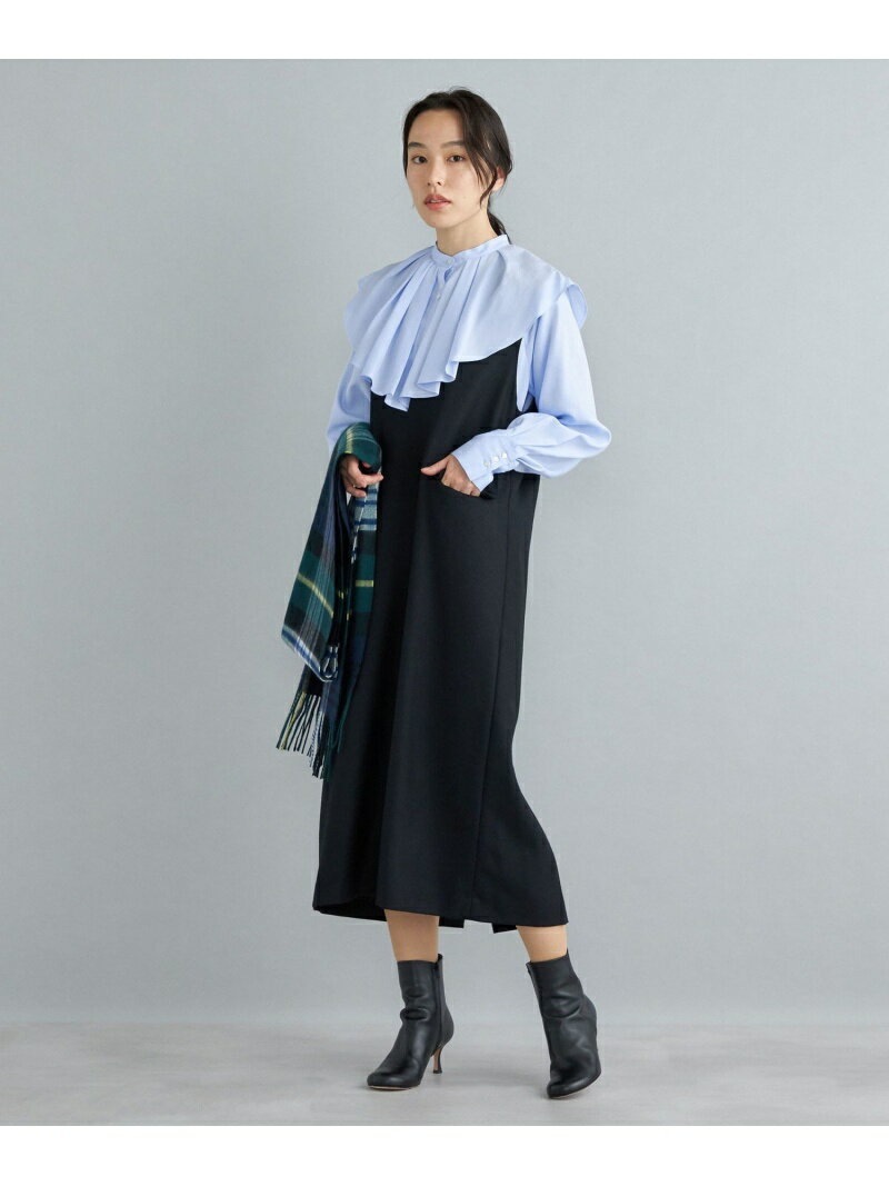 【SALE／40%OFF】ウールサキソニーワンピース ストライプ/ソリッド SHIPS WOMEN シップス ワンピース・ドレス その他のワンピース・ドレス ブラック ベージュ ネイビー【RBA_E】【送料無料】[R…