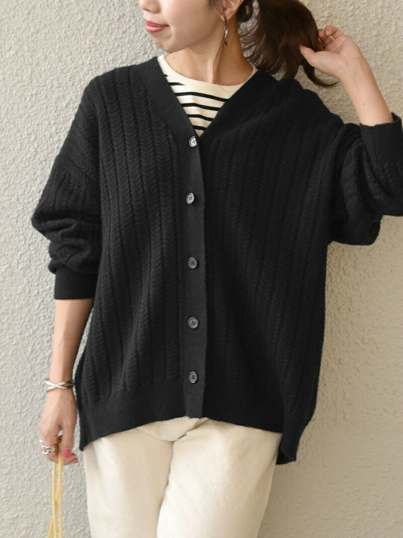【SALE／30%OFF】SHIPS any: ヘリンボーン ニット Vネック カーディガン2 SHIPS any シップス トップス カーディガン ブラック ホワイト【RBA_E】【送料無料】[Rakuten Fashion]