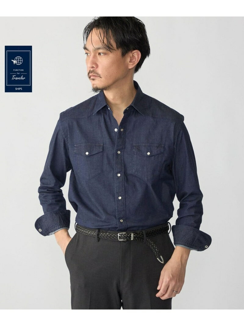 Rakuten - SHIPS:＜FUNCTION＞ウォッシュド デニム ウエスタン シャツ SHIPS MEN シップス トップス シャツ・ブラウス ネイビー【送料無料】[Rakuten Fashion]