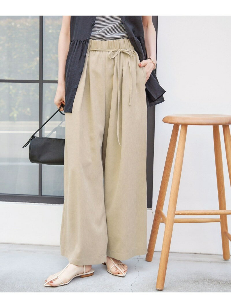 Rakuten - ＜接触冷感/防シワ/洗濯機可能＞麻調 ウエスト リボン インタック イージー パンツ SHIPS WOMEN シップス パンツ その他のパンツ ブラウン ベージュ【送料無料】[Rakuten Fashion]