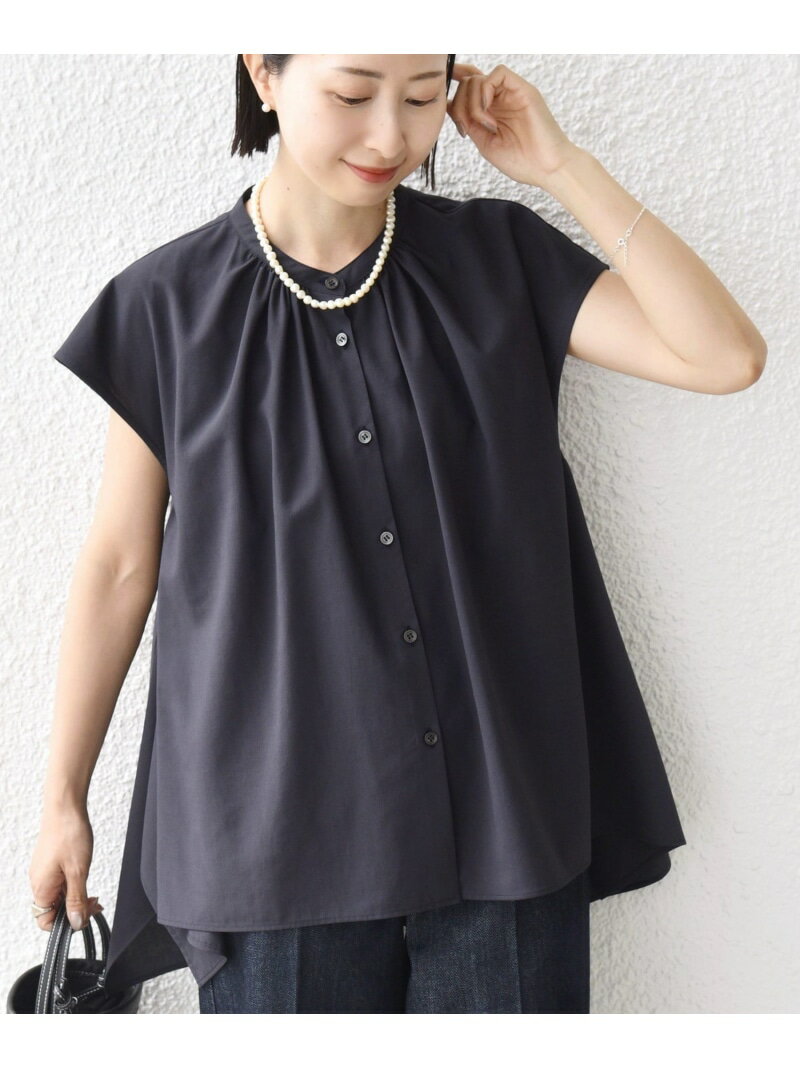 Rakuten - ＜UVカット/吸水速乾/接触冷感/防シワ＞ハンカチーフ ヘムライン バック フレア ブラウス SHIPS WOMEN シップス トップス シャツ・ブラウス ネイビー ホワイト ピンク【送料無料】[Rakuten Fashion]