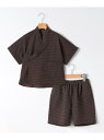 SHIPS KIDS:100~130cm /<吸水速乾/UVカット>チェック 甚平 SHIPS KIDS シップス 着物・浴衣・和装小物 浴衣 ブラウン【先行予...