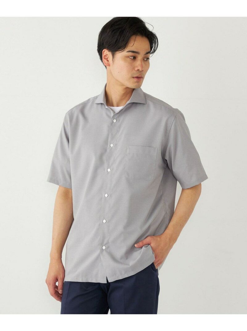 【SALE／20%OFF】SHIPS Colors:ノーアイロン ウールライク ワイドカラー ショートスリーブ シャツ SHIPS Colors シップス スーツ・フォーマル Yシャツ・カッターシャツ ネイビー グレー ブラック【RBA_E】【送料無料】[Rakuten Fashion]