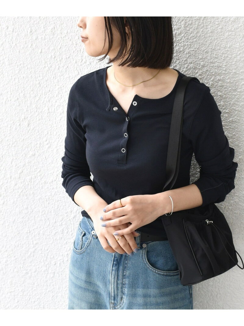 Rakuten - SHIPS Colors:＜手洗い可能＞シアー ドライタッチ ヘンリーネック TEE◇ SHIPS Colors シップス トップス カットソー・Tシャツ ネイビー ホワイト ピンク【送料無料】[Rakuten Fashion]