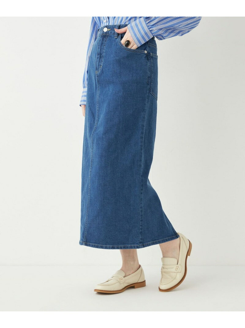 SHIPS Colors:＜洗濯機可能＞デニム タイト スカート◇ SHIPS Colors シップス スカート ロング・マキシスカート ネイビー ブルー【送料無料】[Rakuten Fashion]のサムネイル