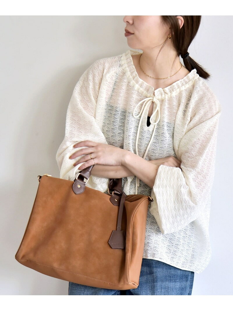Rakuten - quaranciel:＜手洗い可能＞レース ジャカード ギャザー リボン プルオーバー quaranciel シップス トップス シャツ・ブラウス ホワイト ブルー【送料無料】[Rakuten Fashion]