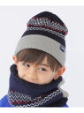 【SALE／40%OFF】SHIPS KIDS:ジャカード ニット ワッチ SHIPS KIDS シップス 帽子 ニット帽・ビーニー ネイビー ベージュ【RBA_E】[Rakuten Fashion]