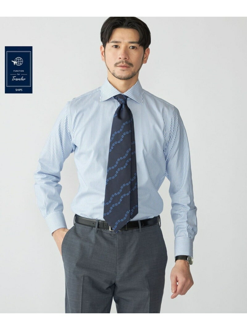 樂天商城 - SHIPS:＜FUNCTION＞イージーアイロン ロンドンストライプ ワイドカラー シャツ SHIPS MEN シップス トップス シャツ・ブラウス グレー ネイビー【送料無料】[Rakuten Fashion]