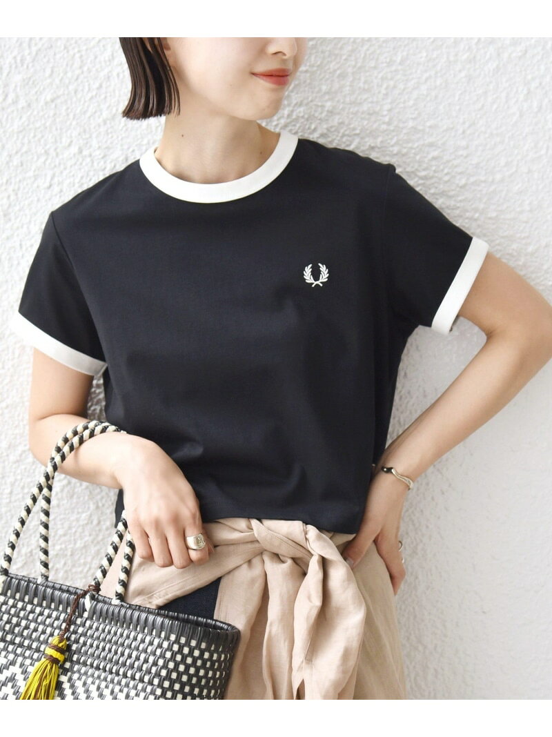 Rakuten - FRED PERRY:G9163 CROPPED RINGER TEE SHIPS WOMEN シップス トップス カットソー・Tシャツ ホワイト ブラック ワインレッド グリーン【送料無料】[Rakuten Fashion]