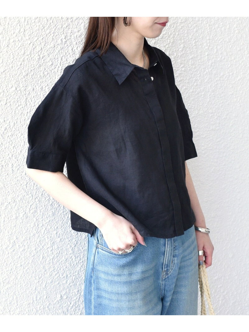 Rakuten - SHIPS Colors:＜洗濯機可能＞ユーロリネン (EURO Linen) ボクシー パフスリーブ シャツ◇ SHIPS Colors シップス トップス シャツ・ブラウス イエロー ホワイト ブラック【送料無料】[Rakuten Fashion]