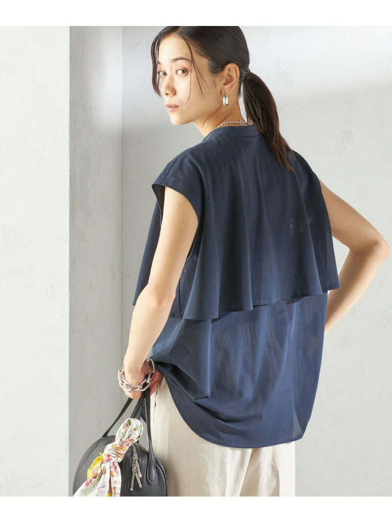 ＜手洗い可能＞シアー トリコット フレア ヨーク ノースリーブ ブラウス SHIPS WOMEN シップス トップス シャツ・ブラウス ネイビー ホワイト ブラウン【送料無料】[Rakuten Fashion]のサムネイル