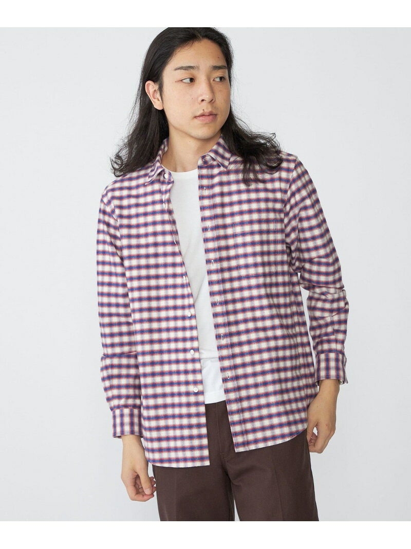 樂天商城 - 【SALE／50%OFF】SHIPS: レギュラーカラー オンブレ チェック ネルシャツ SHIPS MEN シップス トップス シャツ・ブラウス レッド ホワイト ブラウン ブルー【RBA_E】【送料無料】[Rakuten Fashion]