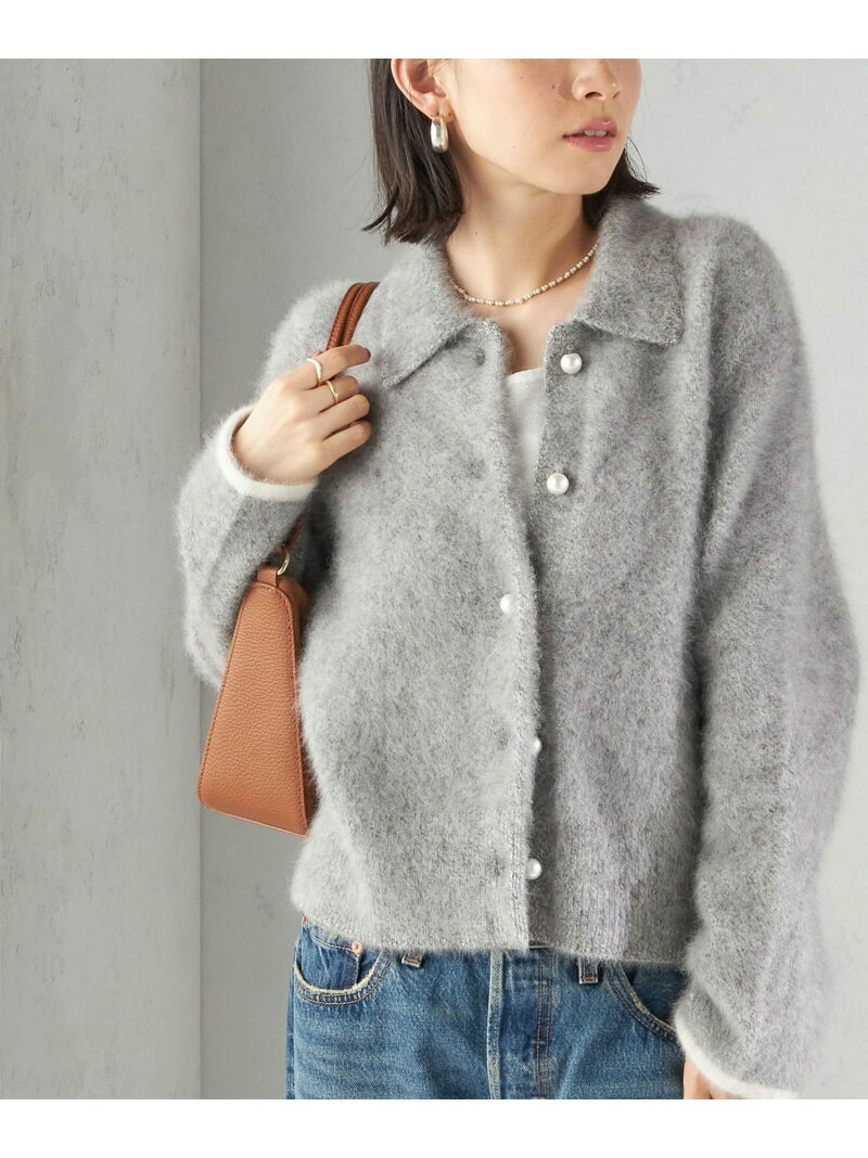 杢 フォックス カシミヤ ポロ ニット カーディガン SHIPS WOMEN シップス トップス カーディガン ネイビー【送料無料】[Rakuten Fashion]のサムネイル