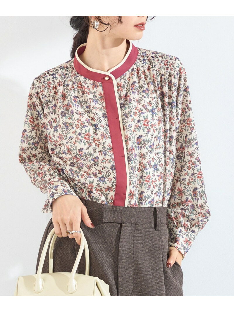 45R ボーダーフラワープリント シャツ ブラウス ブラウン 花柄 長袖 楽天市場】ブラウン（柄花・植物）（シャツ・ブラウス｜トップス