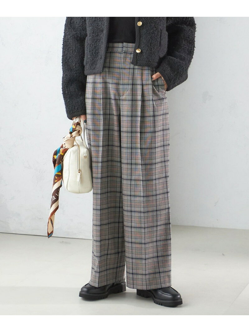 Rakuten - 【SALE／60%OFF】＜手洗い可能＞ウール混 チェック タック ワイド パンツ SHIPS WOMEN シップス パンツ その他のパンツ ブラウン グレー【RBA_E】【送料無料】[Rakuten Fashion]