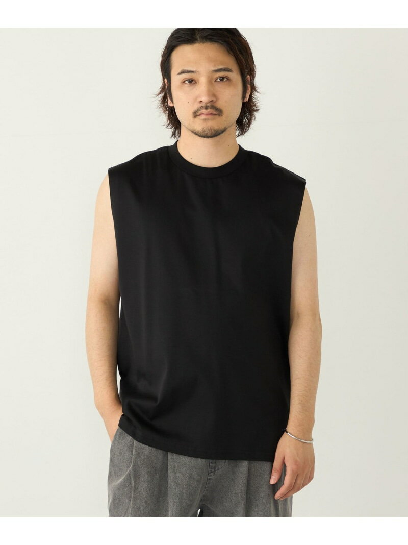 乐天商城 - SHIPS Colors:＜抗菌防臭・接触冷感＞シルケット コットン ノースリーブ Tシャツ SHIPS Colors シップス トップス ノースリーブ・タンクトップ ホワイト ブラック[Rakuten Fashion]