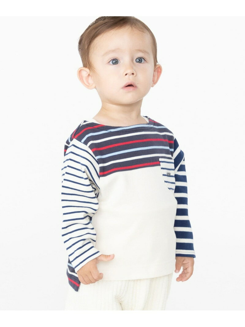 【SALE／50%OFF】SHIPS KIDS:80~90cm / オーガニック コットン ボーダー カットソー SHIPS KIDS シップス トップス カットソー・Tシャツ グレー ネイビー【RBA_E】[Rakuten Fashion]のサムネイル