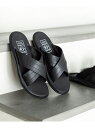 【SHIPS 別注】ISLANDSLIPPER: クロス レザー サンダル SHIPS MEN シップス シューズ・靴 サンダル ブラック【送料無料】[Raku...