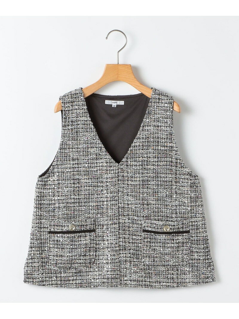 SHIPS KIDS:140~150cm / ＜手洗い可能＞シャイニー ツイード ベスト SHIPS KIDS シップス トップス ベスト・ジレ ベージュ【送料無料】[Rakuten Fashion]