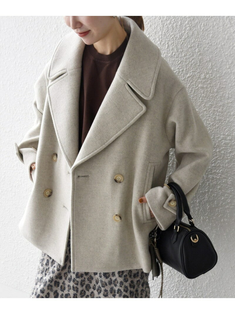 《予約》SHIPS any: カシミヤ ミックス テーラード ショート Pコート SHIPS any シップス ジャケット・アウター ピーコート ベージュ ネイビー【先行予約】*【送料無料】[Rakuten Fashion]のサムネイル