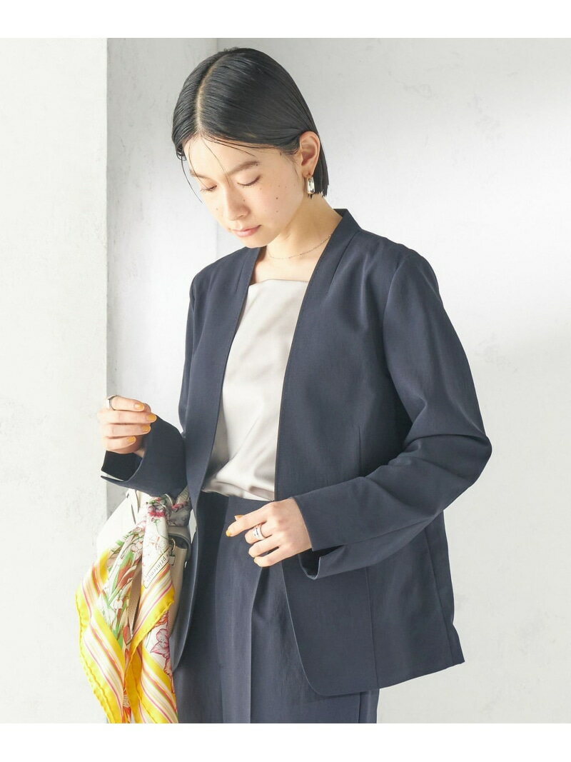 Rakuten - ＜洗濯機可能/接触冷感/吸水速乾＞FUNCTION カラーレス ジャケット(セットアップ対応可) SHIPS WOMEN シップス ジャケット・アウター ノーカラージャケット ネイビー ベージュ【送料無料】[Rakuten Fashion]