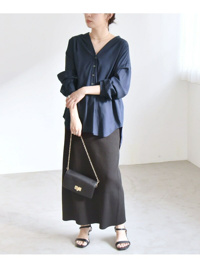 【SALE／50%OFF】quaranciel:＜手洗い可能＞Vネック バック ギャザー ブラウス quaranciel シップス トップス シャツ・ブラウス ベージュ ネイビー【RBA_E】【送料無料】[Rakuten Fashion] ships-10041161 SHIPS シップス サンプル画像3