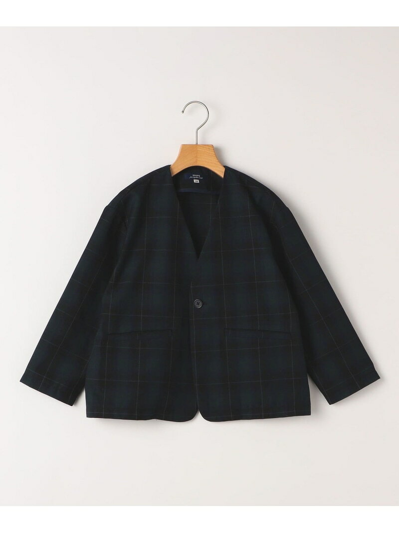 樂天商城 - SHIPS KIDS:140~160cm /セレモニー チェック ノーカラー ジャケット SHIPS KIDS シップス ジャケット・アウター ノーカラージャケット ネイビー【送料無料】[Rakuten Fashion]