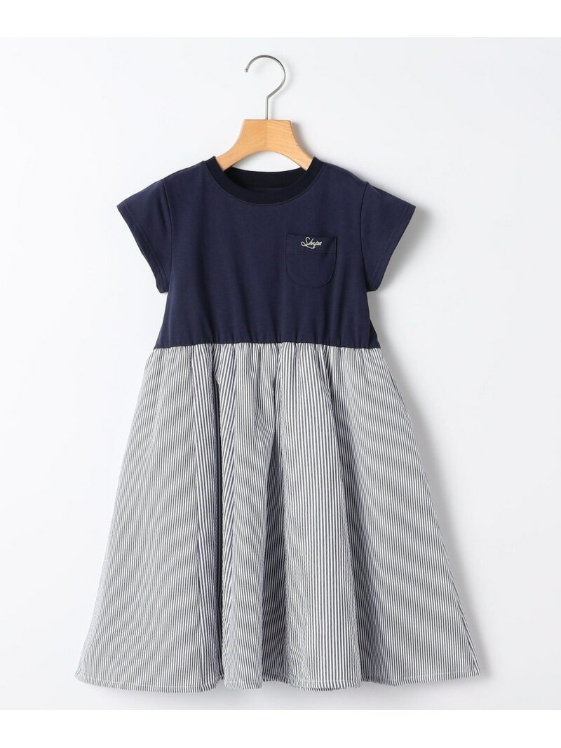 【SALE／40%OFF】SHIPS KIDS:140~150cm / パネル 切替 ワンピース SHIPS KIDS シップス ワンピース・ドレス ワンピース ネイビー ホワイト【RBA_E】【送料無料】[Rakuten Fashion]のサムネイル