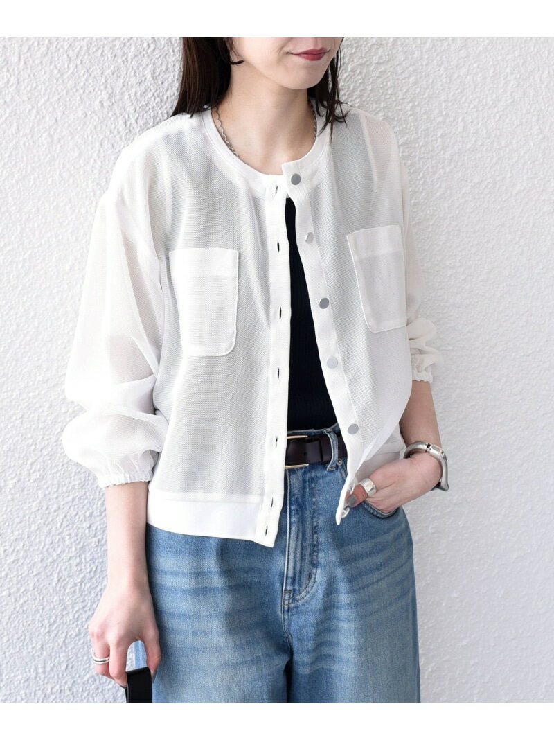 [Partial Additional Pre-order] SHIPS Colors: <Hand Washable> Mesh Collarless Haori 2◇ SHIPS Colors Ships Jackets & Outerwear Blousons & Jumpers White Navy Beige Green [Pre-order] * [Free Shipping] [Rakuten Fashion]