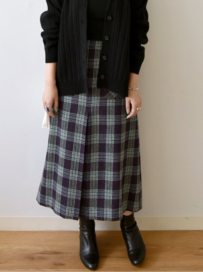 【SALE／40%OFF】SHIPS any: ウール ミックス チェック スカート SHIPS any シップス スカート ロング・マキシスカート パープル ブラウン【RBA_E】【送料無料】[Rakuten Fashion]