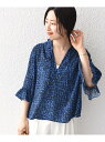 シップス 服 レディース 【SALE／40%OFF】＜手洗い可能＞DEVEAUX シャーリング スキッパー ブラウス◇ SHIPS WOMEN シップス トップス シャツ・ブラウス ブルー ブラック【RBA_E】【送料無料】[Rakuten Fashion]